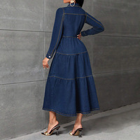 Robes en jean grande taille Y218620 de haute qualité pour femme – Élégantes, décontractées, à manches longues et boutonnées