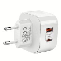 Chargeur rapide US/EU/UK PD 20W A+C, chargeur mural USB C, adaptateur secteur pour téléphone portable