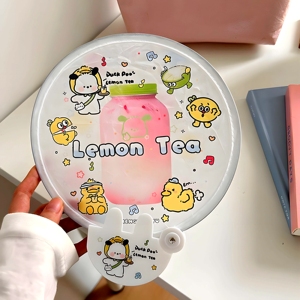 Cartoon <b>Anime</b> PP Folding Fan with Round Flower and Animal Pattern Home Decoration with <b>Keychain</b> Model and Storage Bag - Product Image 3