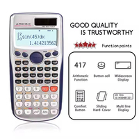 Calculatrice scientifique 417 fonctions, écran LCD 10+2 chiffres, double alimentation avec couvercle coulissant pour l'école, le bureau, l'ingénierie et les mathématiques