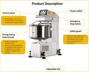 Máy trộn bột mì xoắn ốc công nghiệp 50kg, máy trộn bột pizza xoắn ốc để bán - Product Image 3