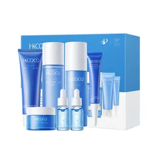 HKCQCQ לחות תיקון לטיפוח העור ערכת מיצוק נגד קמטים מרגיע יוקרה כחול פנים טיפול אריזת מתנה