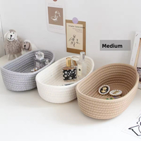 Panier de rangement pour bureau, pour petits objets, maquillage, collations, entrée, panier de rangement en forme de bateau tissé à la main