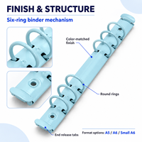 Mécanisme de reliure à 6 anneaux personnalisé A5 A6, clips de reliure métalliques à anneaux ronds 20mm 25mm 30mm pour carnets et agendas à feuilles mobiles