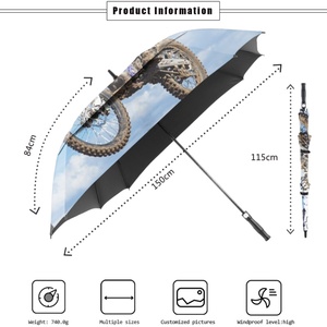 Straight Square <b>Windproof</b> Semi-Automatic Open Oversized Double Canopy Stick <b>Umbrella</b> - Product Image 2