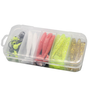 Set de 40 señuelos blandos de PVC con anzuelos de plomo pintados de color nude, transparentes, en 5 cajas - Product Image 1