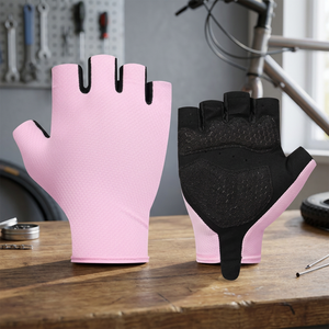 Half Finger Cycling <b>Gloves</b> Pink <b>Black</b> Polyester Spandex Unisex Summer Pull-On Closure - Product Image 5