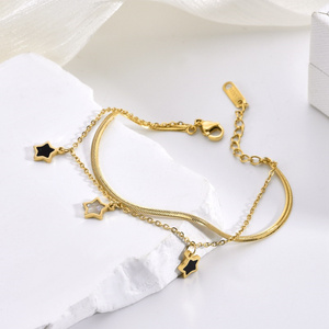 Ensemble de Bijoux Tendance en Acier Inoxydable : Collier et Bracelet à Chaînes Multicouches avec Breloques Étoiles, Nouvelle Tendance pour Femmes et Cadeaux de Fête pour Filles - Product Image 5