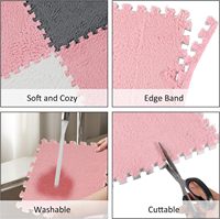 Carreaux de mousse à emboîtement doux blanc rose gris tapis de jeu 12x12x0.4 pouces tapis maison salle de jeux décor peluche escalade tapis