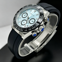 Jam Tangan Mewah Multifungsi Kustom yang Dimodifikasi dengan Tali Karet, Casing Baja Tahan Karat, Kronograf Kuarsa, Timer, Jarum 20mm
