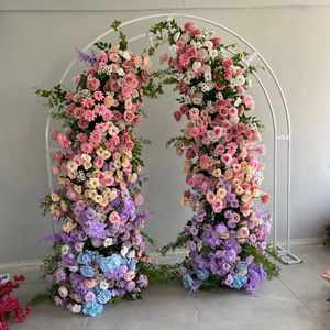 A-HOA033 Wholesale <b>Artificial</b> Flower Arch Backdrop Flower Horn Arch Silk Rose Arch Flowers Arrangement for Wedding Decoration - Product Image 6