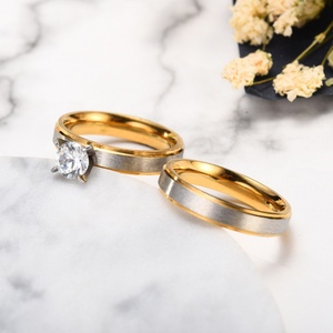 2019 Latest Engagement <b>Ring</b> Stainless Steel <b>Couple</b> Diamond Wedding <b>Rings</b> - Product Image 4