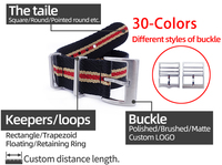 Bracelet de montre en cuir et tissu trapézoïdal personnalisé 20mm 22mm Bracelet de montre en nylon de luxe