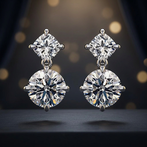 Boucles d'oreilles pendantes en or blanc de forme ronde avec diamants, bijoux fins de luxe, cadeau de mariage pour femmes - Product Image 2