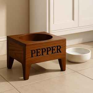 Özelleştirilmiş tek köpek standı kişiselleştirilmiş ahşap yükseltilmiş Pet gıda besleme istasyonu Pet çanak kase tutucu kediler köpekler için yapılan ahşap - Product Image 4