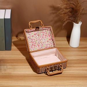 Picnic Luggage Handmade Rattan Woven <b>Storage</b> Case Makeup Holder Travel <b>Suitcase</b> Wicker Basket Sundries Organizer Box - Product Image 3