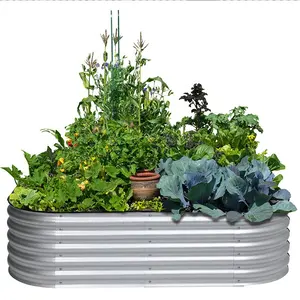 Galvanized Steel Eco-friendly Vegetables Raised Garden Bed Kit Oval Metal Raised Garden Beds Planter Box Raised Planter Bed