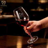Ensemble de verres à vin rouge de 22 oz avec tige colorée, verres à Bordeaux en cristal soufflé à la main avec cœur coloré et longue tige