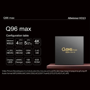 Boîtier Smart TV <span class=keywords><strong>Q96</strong></span> <span class=keywords><strong>Max</strong></span> 4G 802.11n 4K 60Hz HDR10 8 Go Lecteur Multimédia Android 14 Allwinner H313 Quad Core pour - Product Image 2