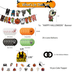 Scary Halloween Party <b>Decorations</b> Skeleton Pumpkin Flag Cake <b>Balloon</b> Set Haunted House <b>Decorations</b> - Product Image 3