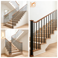 Vente en gros de balustres en fer forgé noirs ronds de 5/8 pouces avec boule de cristal pour escalier intérieur en bois et garde-corps de balcon