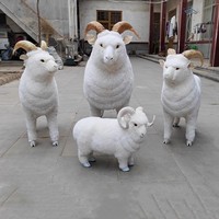 Adorno de oveja de espinillas auténtico, modelo de cabra Argali grande, artesanía decorativa, suministros de decoración de jardín