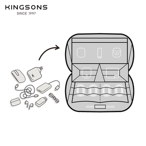 Kingsons Electronic Organizer Bag With Zipper Compartment For Cables And Phone Storage Green - Product Image 4