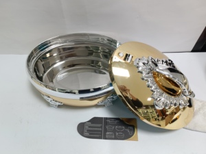 Recipientes para calentar comida de alta resistencia, chapados en oro brillante, de 4L, 5L y 6L, de gran capacidad, para catering, hoteles y buffets. - Product Image 5