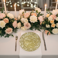 Assiettes de présentation Roncooker Classic Solid en plastique doré de 13 pouces pour mariage, banquet, fête de Noël, restaurant, traiteur