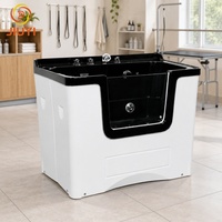 Baignoire de toilettage pour animaux de compagnie en acrylique noir et blanc, gain de place, pour usage commercial