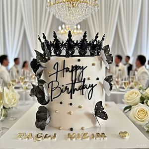 Decoración de Pastel de Acrílico con Mariposas y Puntos Negros, con Miel y Dulzura, para Fiestas de Cumpleaños - Product Image 3