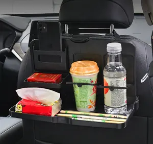 Bandeja de comida multiusos para coche, asiento trasero plegable, mesa de comedor, asiento de coche, viaje, portátil, mesa con portavasos para teléfono