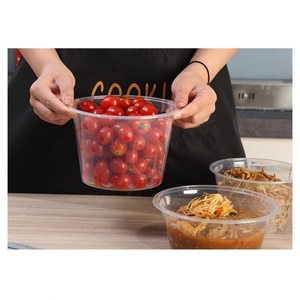 Bol jetable en plastique PP transparent avec couvercle 750 ml, récipient alimentaire rond à emporter, vaisselle moulée en pulpe pour usage domestique - Product Image 6