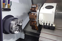 Leichman CNC mesin bubut Turret CKD52, mesin pembalik logam tempat tidur miring dengan alat 12 posisi Post CNC mesin bubut Turret