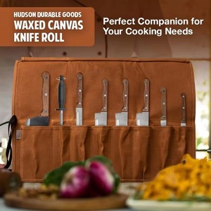 Muestra gratuita, venta al por mayor de fábrica, estuche informal personalizado para chef, con 10 ranuras para cuchillos y un bolsillo grande con cremallera, bolsa enrollable para cuchillos. - Product Image 6