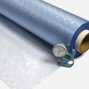 Transparent-Película de poliéster en relieve azul, película de tela para mesa