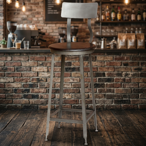 Taburete Alto de Hierro Estilo Industrial Vintage, Silla de Bar con Diseño Industrial, Estructura Metálica para Hogar, Bar, Cocina, Hotel, Bodega - Product Image 3
