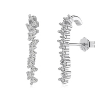 Dylam Light Boucles d'oreilles luxueuses en forme de barre de ligne géométrique avec argent sterling 925 5A Zircon cubique Tiny Fine Fashion Jewelry