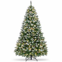Sapin de Noël MaoSheng avec lumières, en PE+PVC, neige artificielle blanche, LED blanc chaud, décorations, fournisseur OEM personnalisé