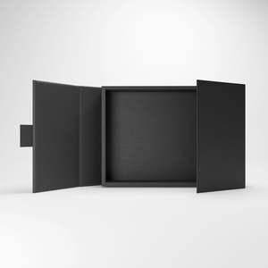 Boîte cadeau rigide à double porte rabattable en noir mat personnalisée pour l'emballage de coffrets cadeaux d'entreprise - Product Image 1