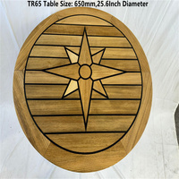 Plateau de table rond en teck pour bateau, diamètre 500/650/795 mm (19,7/25,6/31,3 pouces), incrustation étoile avec calfeutrage noir, pour yacht, caravane, camping-car