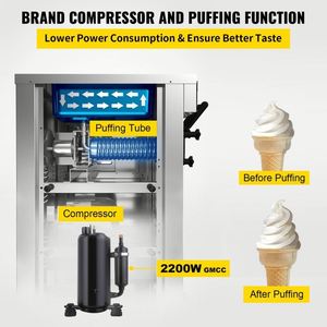 Machine à crème glacée molle verticale commerciale 2200W YKF-8228T 2 + 1 saveurs et 2 compresseurs fabricant de crème glacée à haut rendement - Product Image 4