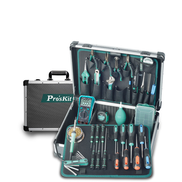 Pro'sKit 39Pcs Professional Circuit Repair Tool Set Home Hardware Hand Tool Box with Screwdriver Multimeter Pliers PK-1305NH