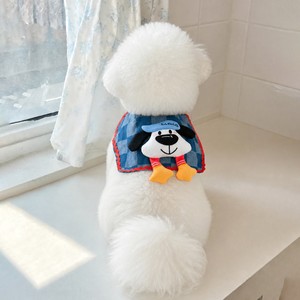Cute Plaid <b>Dog</b> <b>Bandana</b> With Cartoon <b>Dog</b> Patch Soft Cotton Pet Accessory For <b>Dogs</b> All Seasons Style - Product Image 3
