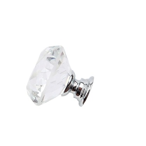 30mm temizle cam kapı kolu ve tokmağı topuzlar-kristal elmas çekmece çeker-gümüş taban Dresser mutfak için kolları, banyo, mobilya - Product Image 1