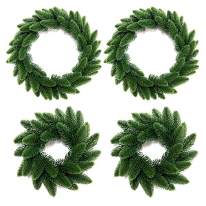 Couronne de Noël en aiguilles de pin de 20 pouces, décoration murale extérieure, style traditionnel - Product Image 1