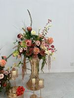 Toile de fond en fleurs artificielles en soie, style classique, haute qualité, rose poudré, orange brûlé, pour mariage, fête, location, décoration de vitrine