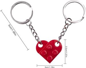 Ensemble de porte-clés en forme de cœur à faire soi-même, blocs de construction en briques acryliques <span class=keywords><strong>pour</strong></span> les couples, 2 pièces, cadeaux d'amour assortis, petit ami, petite amie, Noël - Product Image 2