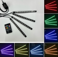 Nouvelle bande lumineuse LED RGB sans fil 12V pour intérieur de voiture, éclairage décoratif d'ambiance au sol