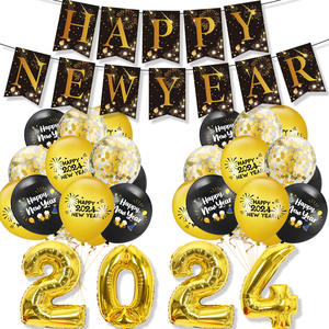 Or noir bonne année 2024 feuille ballon 2024 joyeux noël réveillon décorations de fête pour la maison ornements fête faveur SET0259 - Product Image 6